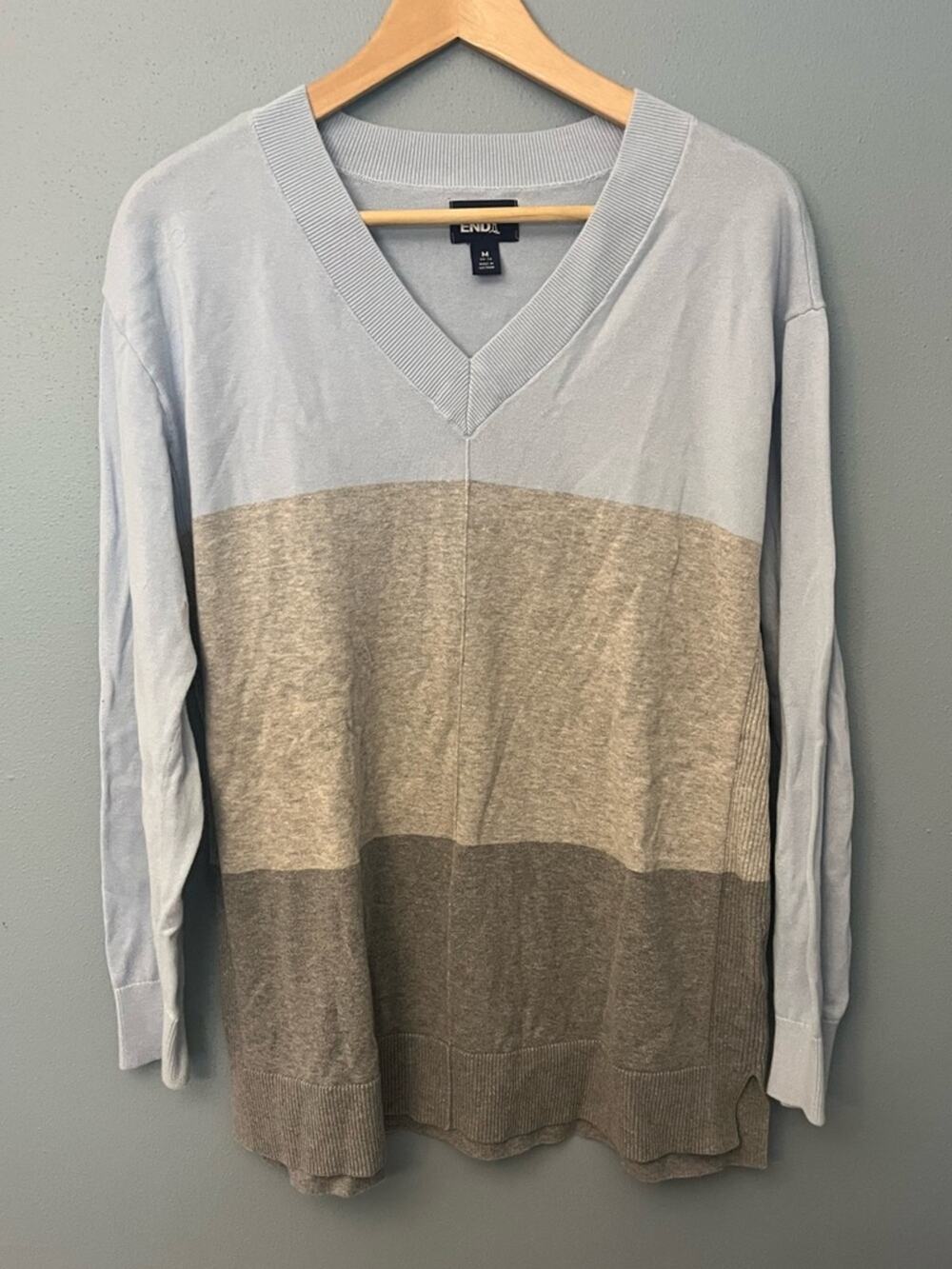 Lands' End V-Neck Colorblock Sweater
